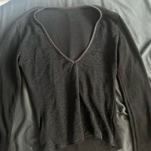 Shimmery Black V Neck